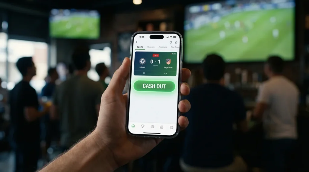 Sportwetten-Interface mit Cash-Out-Button