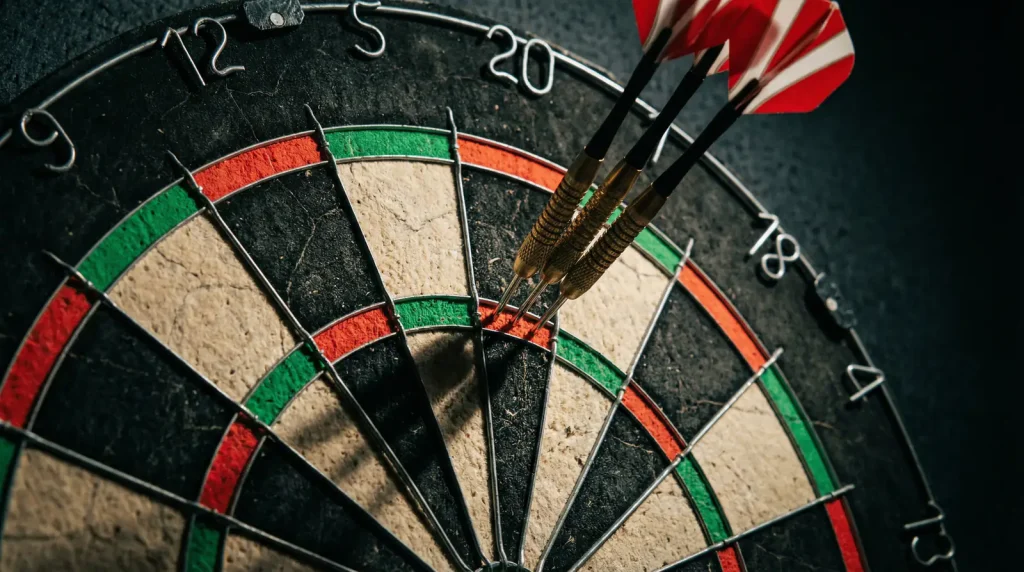 Dartscheibe mit Set-Handicap-Anzeige bei einem PDC-Turnier