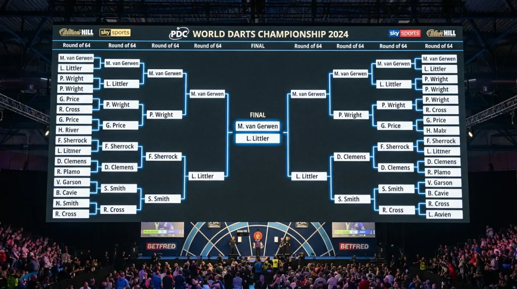 PDC Darts WM Turnierbaum mit Rundenstruktur