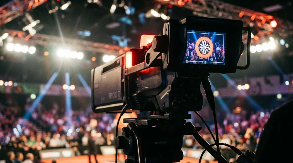 Fernsehkamera bei der Darts WM Uebertragung
