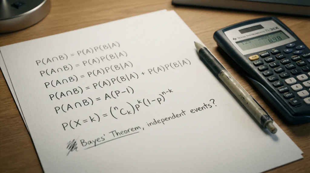 Mathematische Formel auf Papier für Wettberechnung